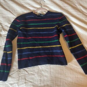 Polo by Ralph Lauren Navy Sweater with Red, Green & Yellow Stripes